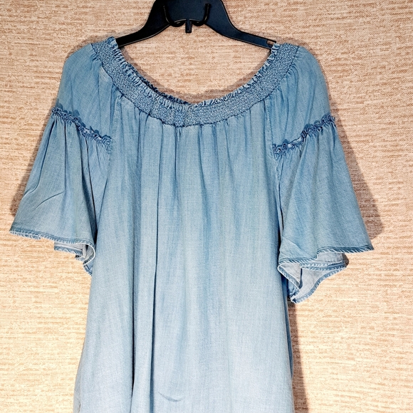 GAP Blue Flutter Sleeve Ruffled Blouse XL #130 - Picture 1 of 5